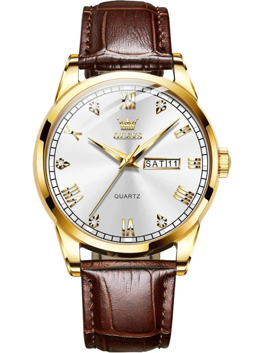 Stylish Men's Analog Quartz Watch with Day & Date, Stainless Steel, Luminous